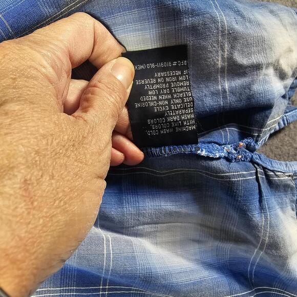 VTG Bugle Boy Hawaiian Shirt L Blue Floral Short Sleeve Y2K 1990s Shell Button - Picture 8 of 13